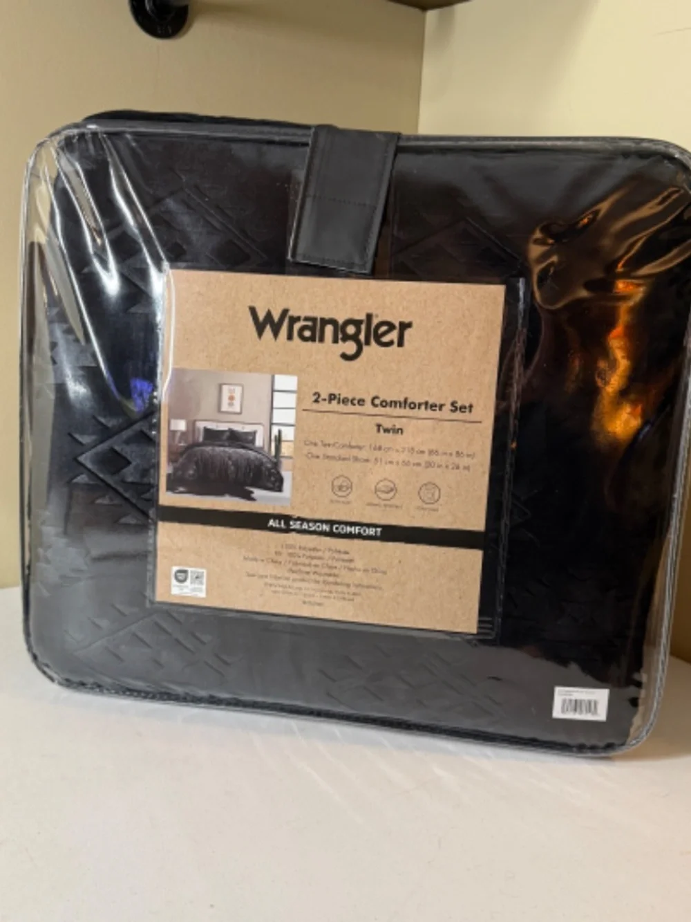 Wrangler Black Aztec Comforter Set TWIN‎ Size Soft Plush 2 Piece Set